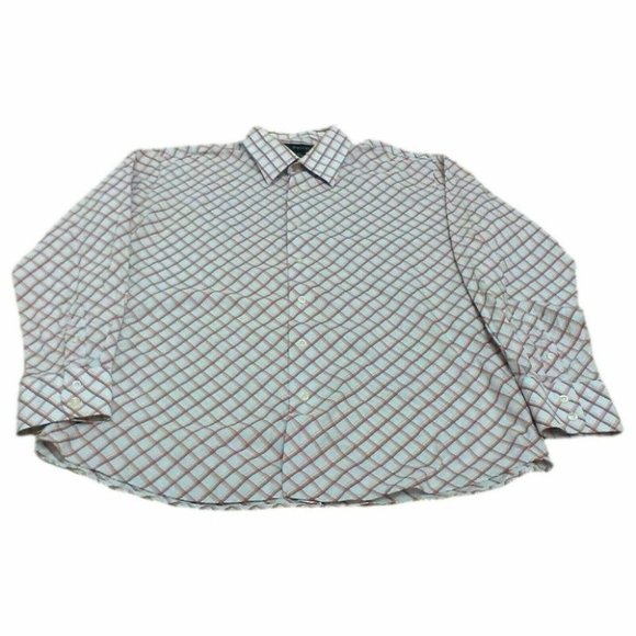 jf j.ferrar Other - J Ferrar Men's Shirt Long/S Dress Diamond Check Red/Brown/Orange/Tan Siz…